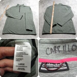 Avalanche Shirt Men Large Green Wicking Lightweight 1/4 Zip Pullover Long Sleeve